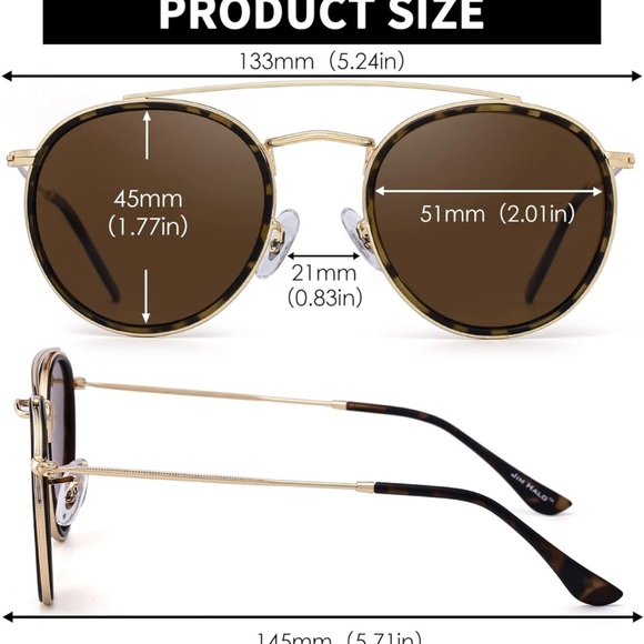 JIM HALO Small Polarized Round Sunglasses for Women - Picture 3 of 3